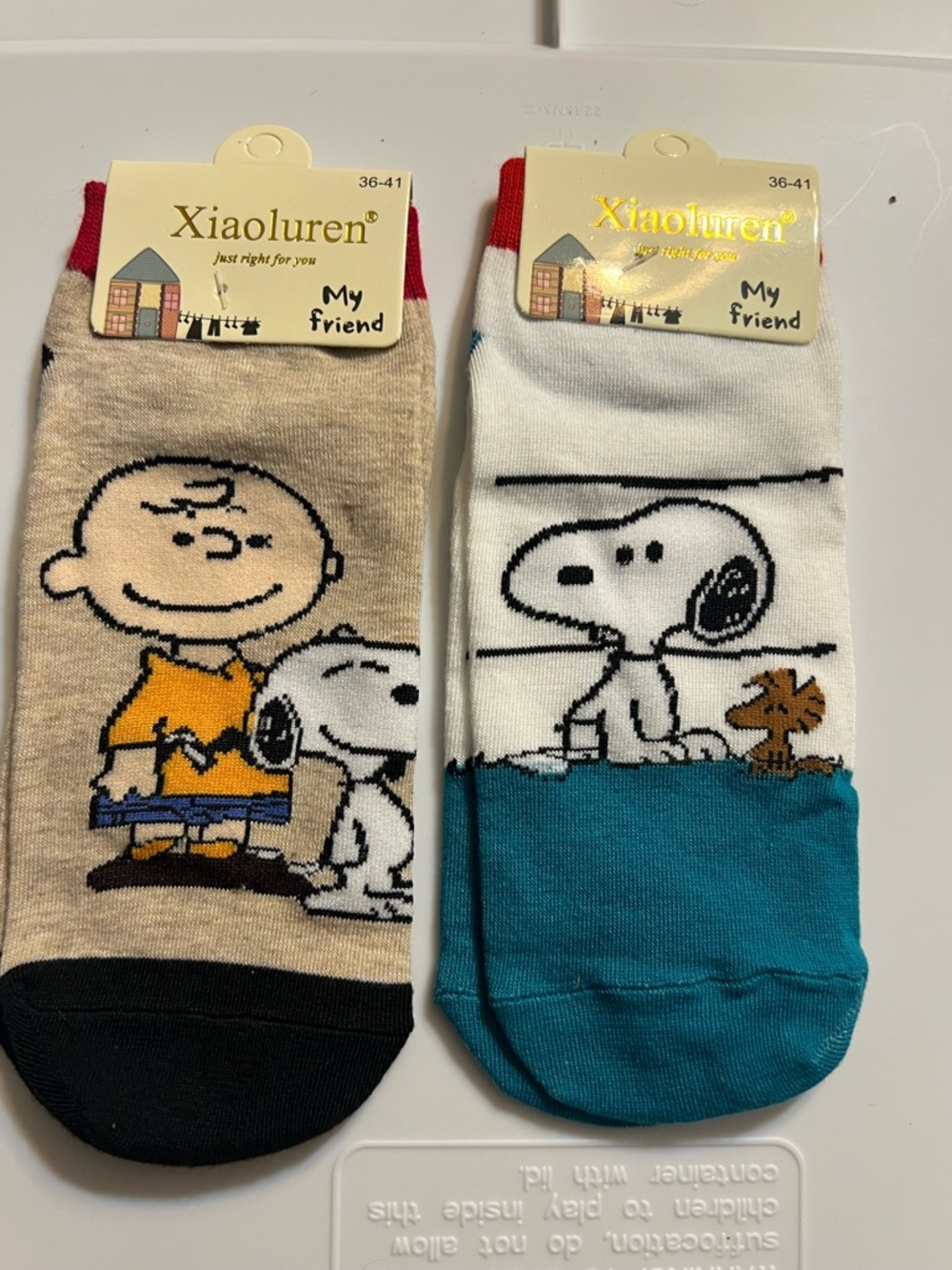 Socks Set- Charlie Brown & Snoopy in Beige, White & Teal 2 Pair Bundle NWT